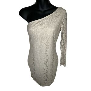 Zara TRF Collection One Shoulder Floral Crochet Lace Mini Dress‎ NEW Size Med